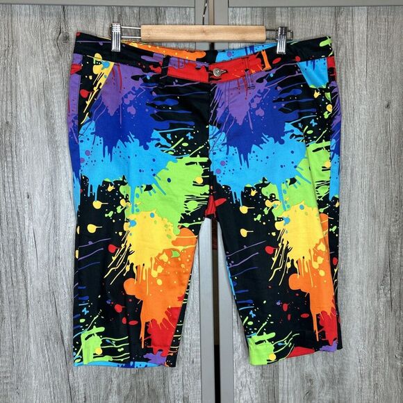 Loudmouth Shorts Bright Color Splash 13" Inseam Golf Multicolor Size 12 - Picture 1 of 6